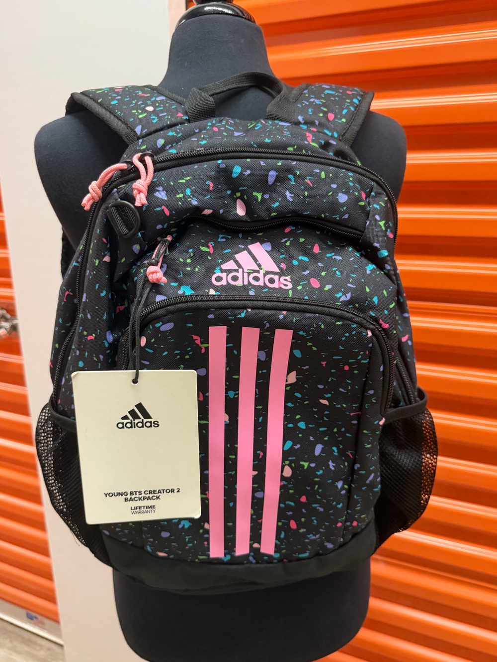 NWT Adidas Kids Young Creator 2 Black Backpack with Pink Accents and Multicolor - Picture 2 of 7
